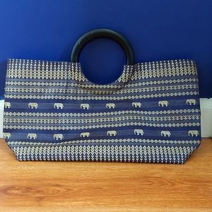 Blue and gold elephant purse